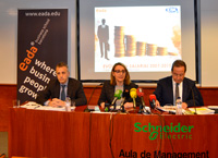 From left to right, Jordi Costa, EADA professor, Giorgia Miotto, EADA Director of Communication and External Relations, and Ernesto Poveda, president d"ICSA Grupo.