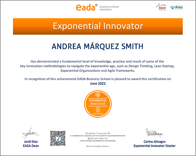 Exponential Innovator Certificate